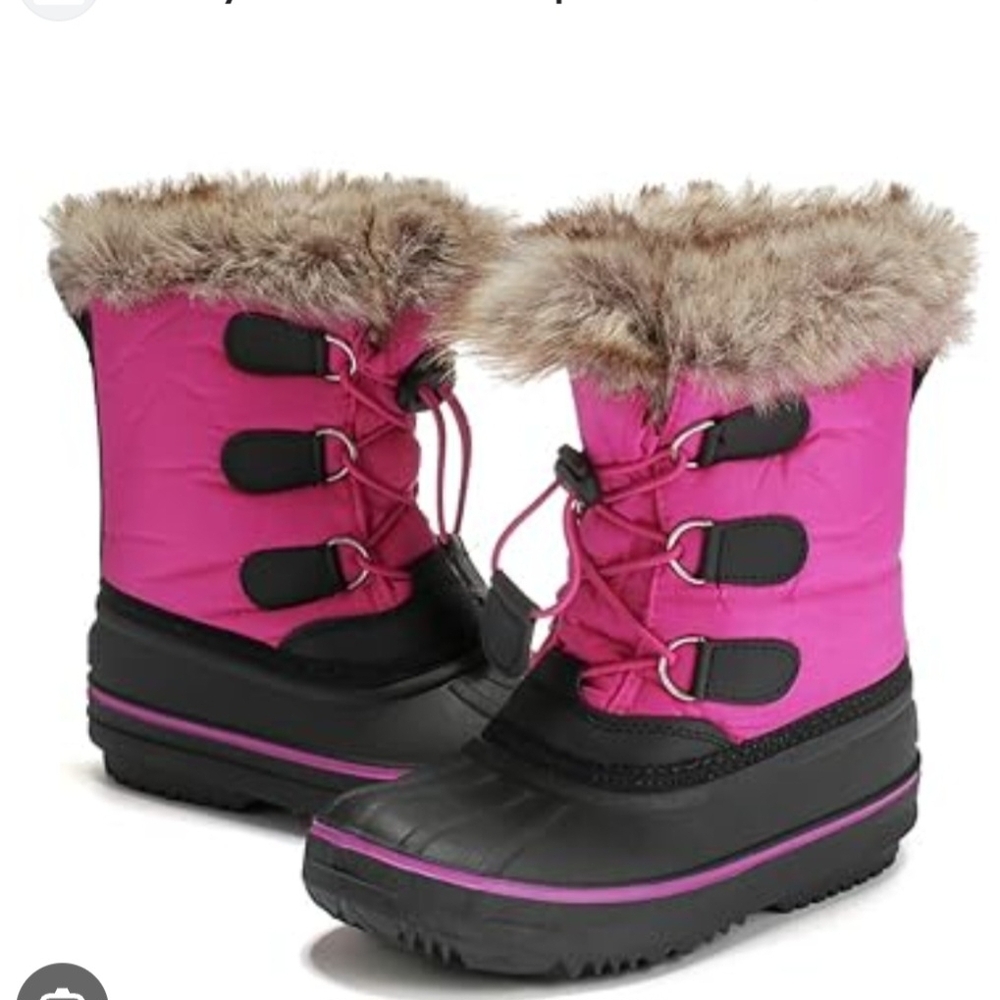 Cozy Pink and Black Kids Winter Boots